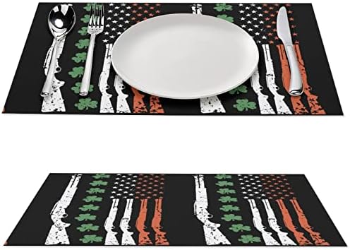 Clover American Gun Bandle Pvc Table tapetes laváveis ​​Placemats Tonela de mesa Pad para mesa de jantar