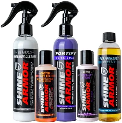 Bundle Big Big Big do Shine vem com casaco rápido Fortify, Revive Scratch Repair, limpador de interiores, gel de pneu e aditivo de tratamento de óleo do motor