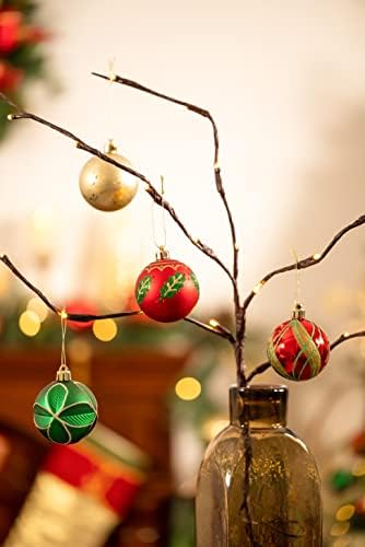 Valery Madelyn 24ct 60mm Red Green e Ornamentos de Bola de Natal Gold, bolas de Natal à prova de Natal para decoração