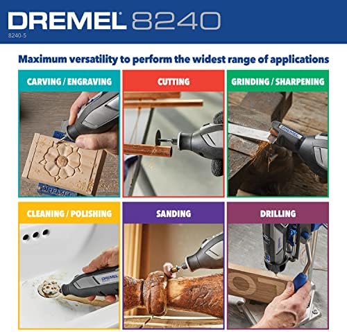 Dremel 8240 12V Kit de ferramentas rotativas sem fio com velocidade variável e aderência de conforto - inclui bateria