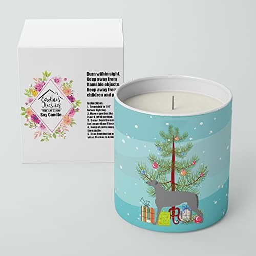 Tesouros de Caroline BB2914CDL Deerhound Scottish Feliz árvore de Natal 10 oz Candle de soja decorativa, Soja Nature Cera