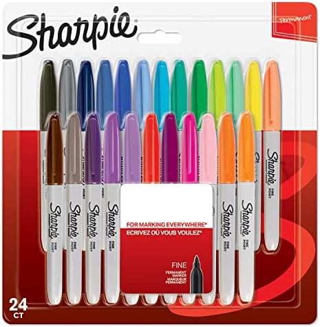 Marcadores permanentes de Sharpie | Ponto Fino | Cores variadas | 24 contagem