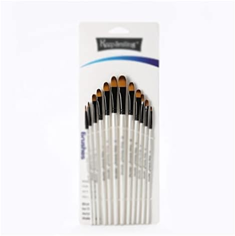 Escova de nylon yfwjd 12 pérolas de bastão de madeira branca Conjunto de pincel de pintura a óleo de caneta Conjunto
