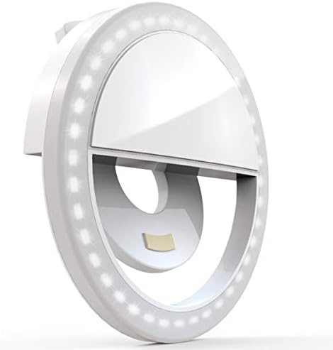 Clipe de Auxiwa na luz do anel de selfie [bateria recarregável] com 36 LED para uma forma redonda da câmera de telefone inteligente, branco