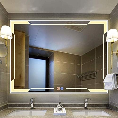 Espelho montado na parede YGCBL, espelho de banheiro LED, espelho de vaidade do banheiro com lâmpada, adequada para banheiro,