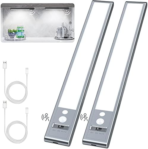 Brighthome Wireless Motion Sensor LED sob luzes do gabinete, USB recarregável 45 LEDs Iluminação de armário Bateria de bateria alimentada