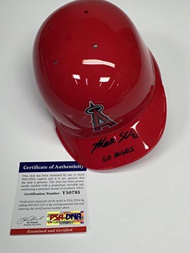 Matt Shoemaker assinou o Mini Capacete de beisebol Angels Go Angels PSA - Mini capacetes MLB autografados