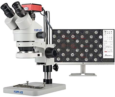 KOPPACE 3.5X-180X HD Trinocular Medicultor Microscópio pode tirar fotos e vídeos microscópio eletrônico industrial