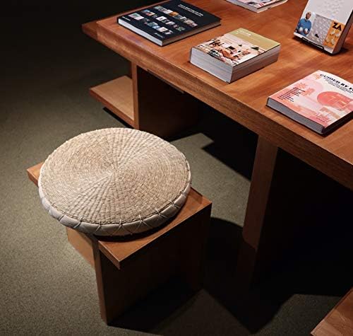 Immastudio, 2 peças, moderna almofada artesanal de palha redonda de palha - estilo japonês tradicional - marfim e arredondado