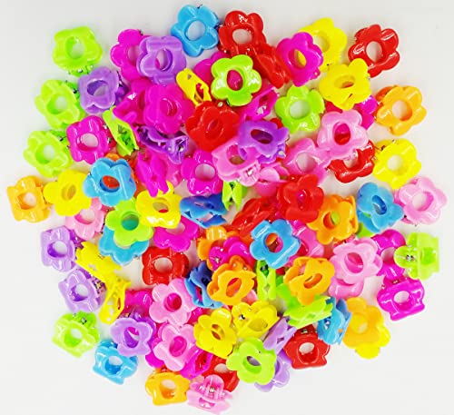 Mini clipes de garra de cabelo, 100 pcs colorido garras de cabelo clipes de cabelo de flores pequenos clipes de maxilar de cabelo