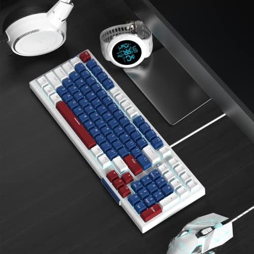Teclado mecânico de Magegee, teclado de teclado com relevo de jogos Star Sky Wiring Backboard iluminado por backboard USB Ultra-Slim
