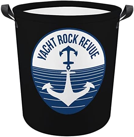 Iate Rock Revue Laundry cesto de lona redonda cestas de tecido com alças Bolsa de roupas de lavagem dobrável à prova d'água