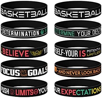 Pulseiras de borracha de silicone de basquete pulseiras com citações motivacionais, presentes de premiação para o time