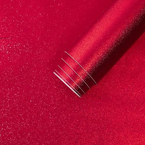 Rolo de papel de contato com brilho vermelho para artesanato de bricolage, descasque e stick decal