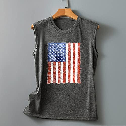 4 de julho Camisas para mulheres bandeira dos EUA Summer Summer Sleeseless O Pescoço Tampes Tampes Tie-Dye Patriótico T-shirts
