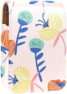 Bolsa de batom de batom de maquiagem de oryuekan com espelho portátil de armazenamento de batom portátil Organizador de armazenamento de brilho labial, lindas flores da primavera rosa