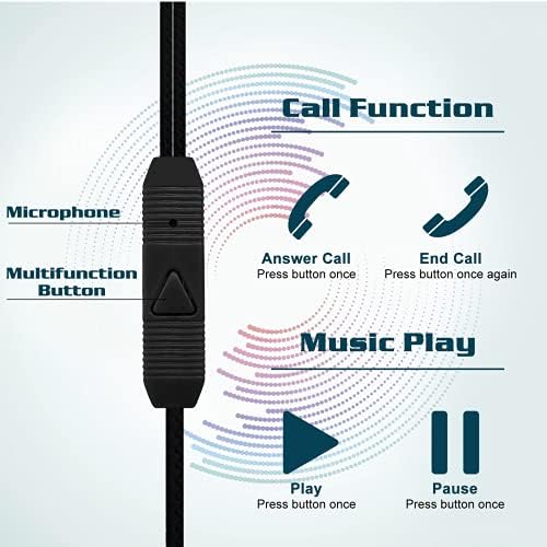 Urbanx R2 com fio fones de ouvido com microfone para o OnePlus Nord N200 5G com cordão sem emaranhado, fones de ouvido isolados de