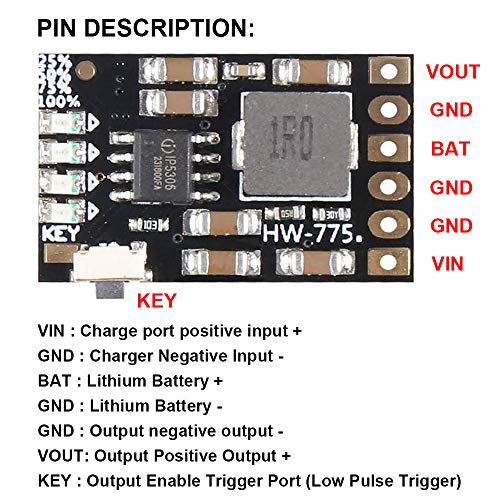 Daoki 5pcs 5V 2a Módulo Integrado do Módulo Integrado 3.7V 4.2V Para 18650 Bateria de lítio Bateria Boost Boost Móneo de alimentação e proteção de descarga Módulo de placa PCB com cabo feminino USB