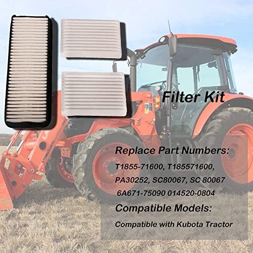 Kit de filtro GetFarway T1855-71600 Compatível com o trator Kubota, substitua T185571600, PA30252, SC80067, SC 80067; 6A671-75090