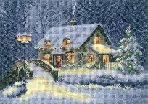 Heritage Products Christmas Cottage - 14 Count Aida - Kit Cross Stitch