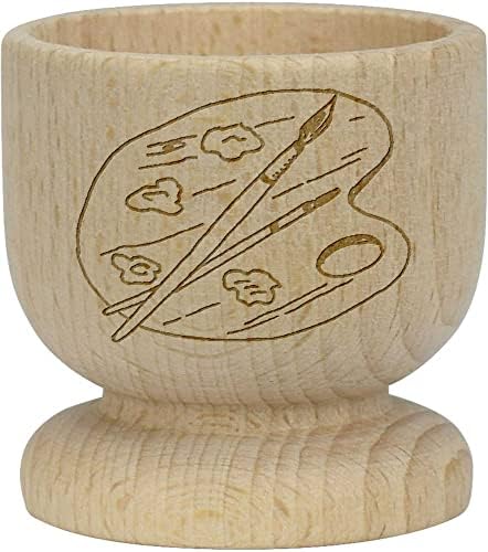Azeeda 'Artists Palette & Brushes' Wooden Egg Cup