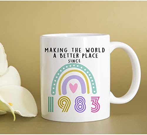 ALICARR 40º aniversário Presentes de aniversário - 1983 Presentes de aniversário para mulheres caneca - caneca de 40 anos para ela, arco -íris xícaras de café ideias para esposa amigas mamãe avó