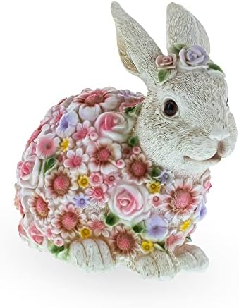 Bestpysanky Bunny coberto de flores estatuetas