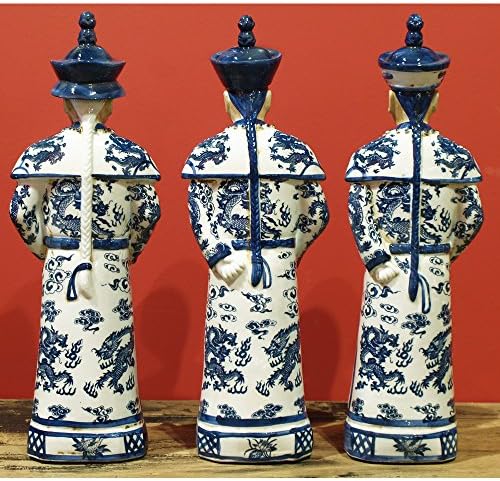 ChinaFurnitureOnline Blue & White Porcelain Qing Imperador Fatupe Chinese Set, três gerações, conjunto de 3