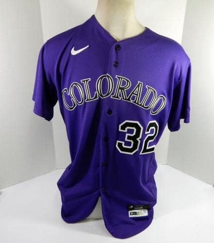 2021 Colorado Rockies Scott Schebler 32 POS POS Usado Purple Jersey 46 5 - Jogo usado MLB Jerseys