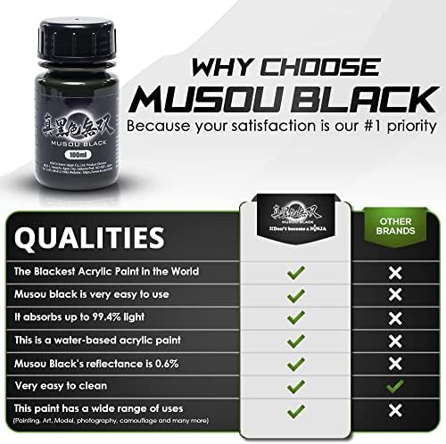 Musou Black, World Blackest Acrylic Paint, 100ml x 2 pacote, 3,38 fl oz