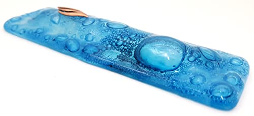 Mezuzah case blue bubbles vidro, judaica criativa, presente de inauguração judaica