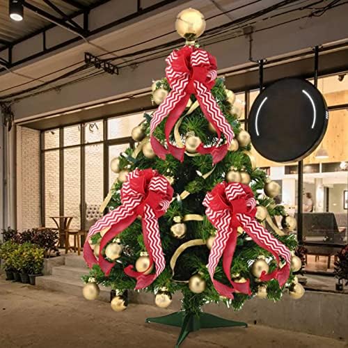 Caso vermelho do topper de árvore de Natal com serpentinas longas para o festival de festas de férias da porta de férias
