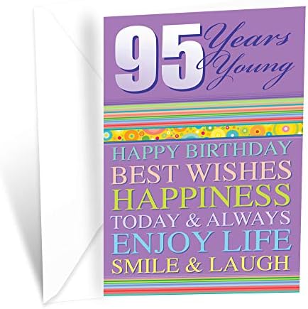 Feliz 95º aniversário do 95º aniversário | Feito na América | Ecológico | Cartão grosso com envelope premium 5in x 7,75in | Embalado