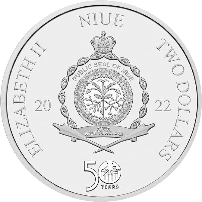 2022 De Modern Comemorative Powercoin Godfather 50th Anniversary esmaltado 1 oz moeda de prata 2 $ niue 2022 não circulado