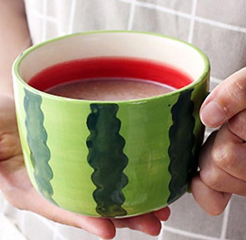 Cerâmica Fruta Forma de grande capacidade Coffe caneca xícara de aveia de aveia - melancia / limão