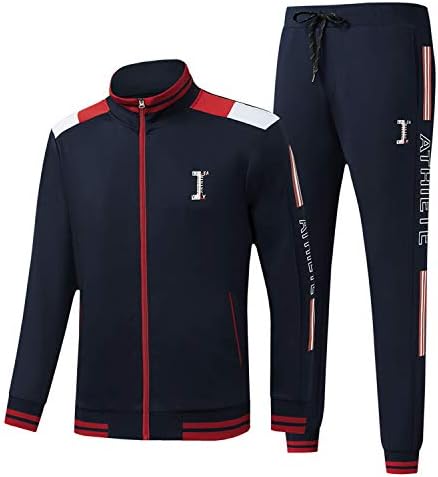 W Jianwang Men's Casual Tracksuits de manga longa Ternos de corrida