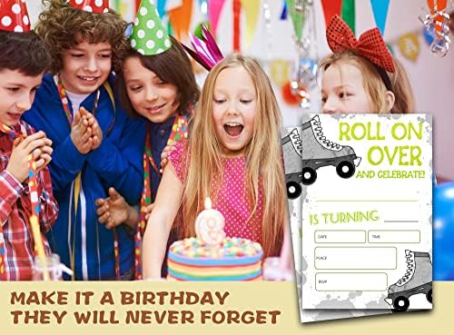 Ondtom Roller Skate Birthday Party Convites com envelopes- 20 pacote- Aniversário de preenchimento convites-c02