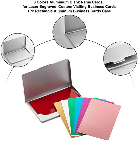 NBeads 56 PCs 8 Colors Metal Business Cartões com caixa, 3,4x2.1 em branco de alumínio Nome nome de metal laser gravado cartão de visita para o escritório da casa
