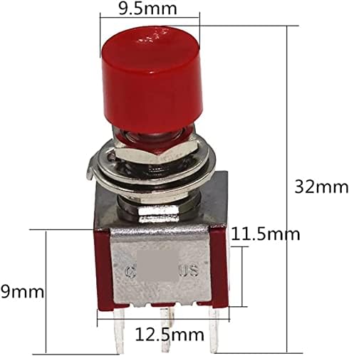 Micro Switch 10pcs PS-202 6 pinos SPDT AC 2A/250V 5A/120V Button PushButton Switch 1 No 1 NC