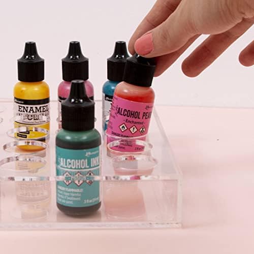 Craftelier - bandeja de organizador transparente ou suporte de tinta para tintas à base de álcool com 25 garrafas de tinta Capacidade: