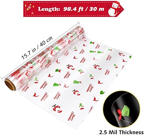 NUOBESTY Christmas Celofane Roll, Papai Noel, Celofane Decorativo Celofane Folha de Celofane Transparente Pap papel para