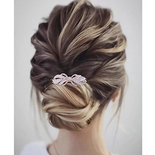Larancie Rhinestone Clip Gold Gold Crystal Bows Clips Rhinestone Hair Barrette Gems Crystal Wedding Hair Acessórios