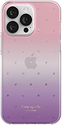 Kate Spade New York Protective Hardshell Case Compatível com Apple iPhone 14 Pro Max-[KSIPH-225-PDOVPK], OMBRE PIN DOT/VIOLET/Pink/Gems/Gold