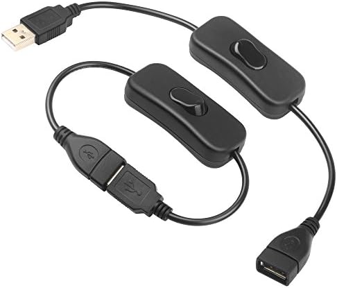 Electop 2 embalam o cabo USB feminino com interruptor liga/desliga, ramista em linha de extensão USB para gravador de