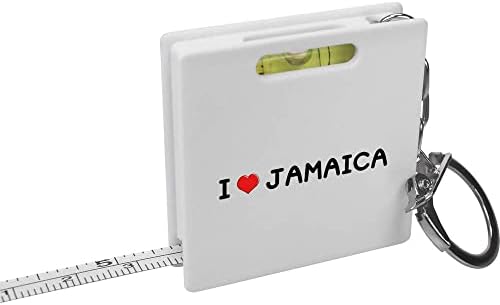 Azeeda 'I Love Jamaica' Fita de fita de chaveiro/ferramenta de nível de espírito