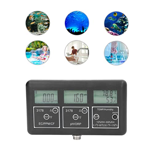 7 em 1 Testador de qualidade da água, pH digital ORP EC TDS CF RH Medidor de temperatura com tela LCD, testador de água do