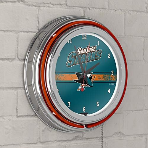 Relógio Global de NHL Global NHL Chrome Relógio de Neon - San Jose Sharks