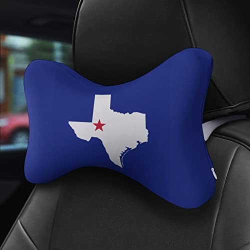 Mapas de bandeira do Texas 2pcs Carconha travesseiros de pescoço respirável Auto-restaurante Cabeça de cabeça Cushion confortável