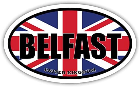 Bandeira do Reino Unido de Belfast adesivo de pára -choques de vinil oval 3x5 polegadas