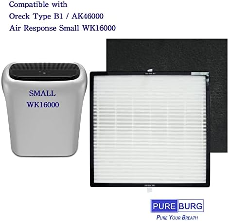 Kit de filtro HEPA de reposição de 2 pacote Pureburg compatível com Oreck tipo B1 / AK46000 se encaixa na resposta do ar pequena purificadores de ar Wk16000